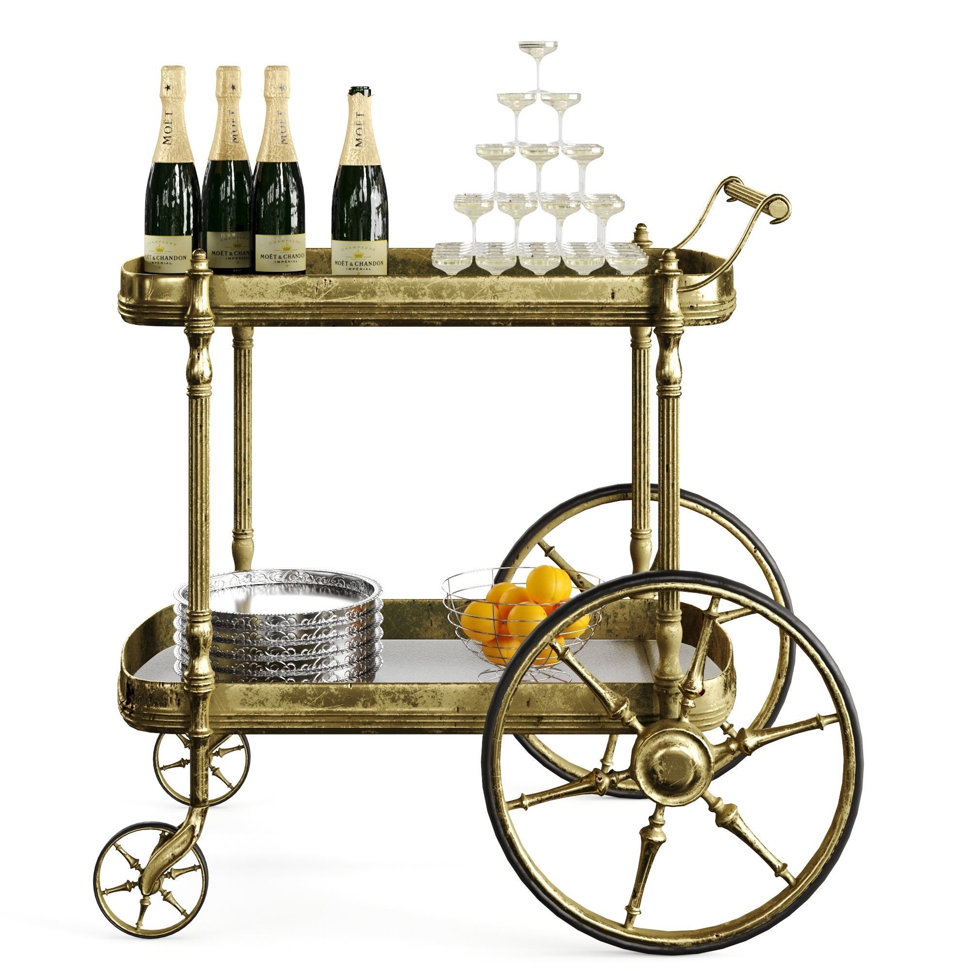 bar cart champagne 3D model_18