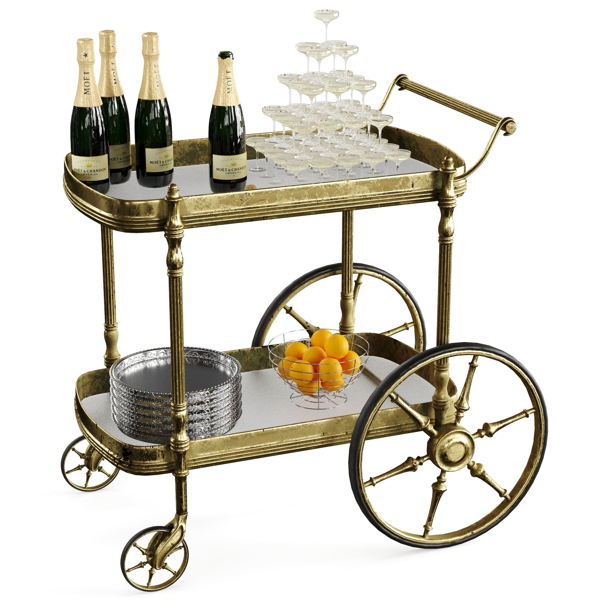 bar cart champagne 3D model_28