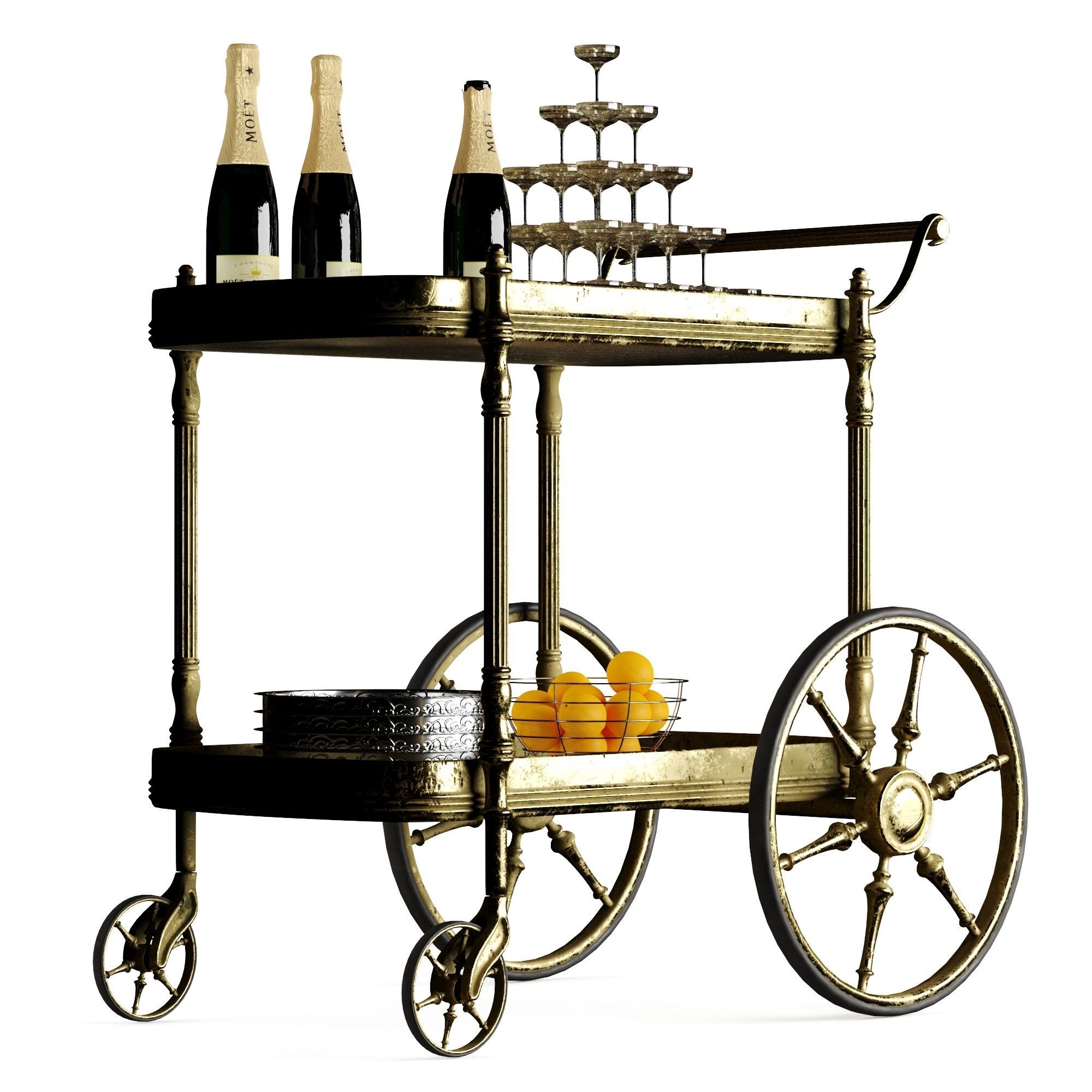bar cart champagne 3D model_30