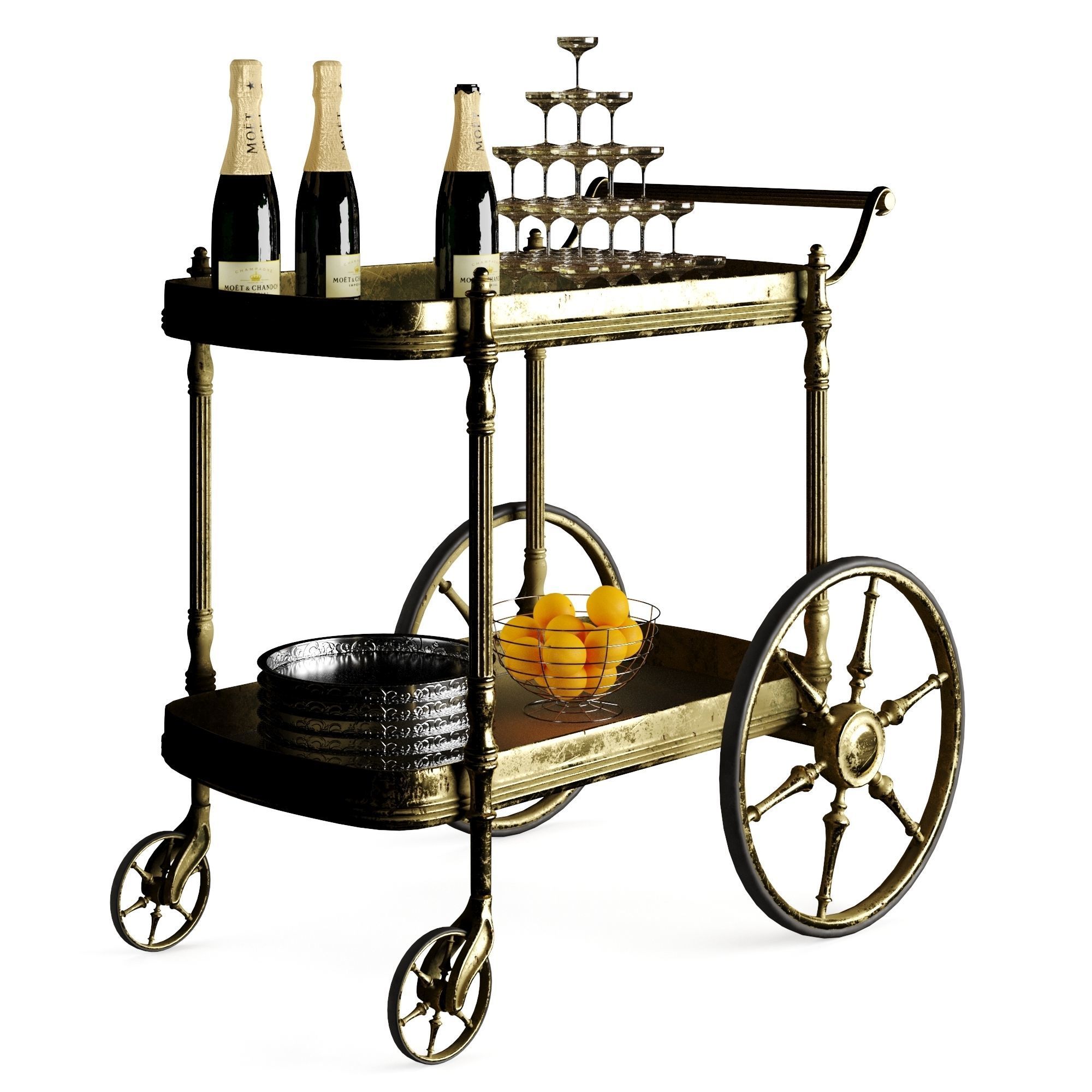 bar cart champagne 3D model_29