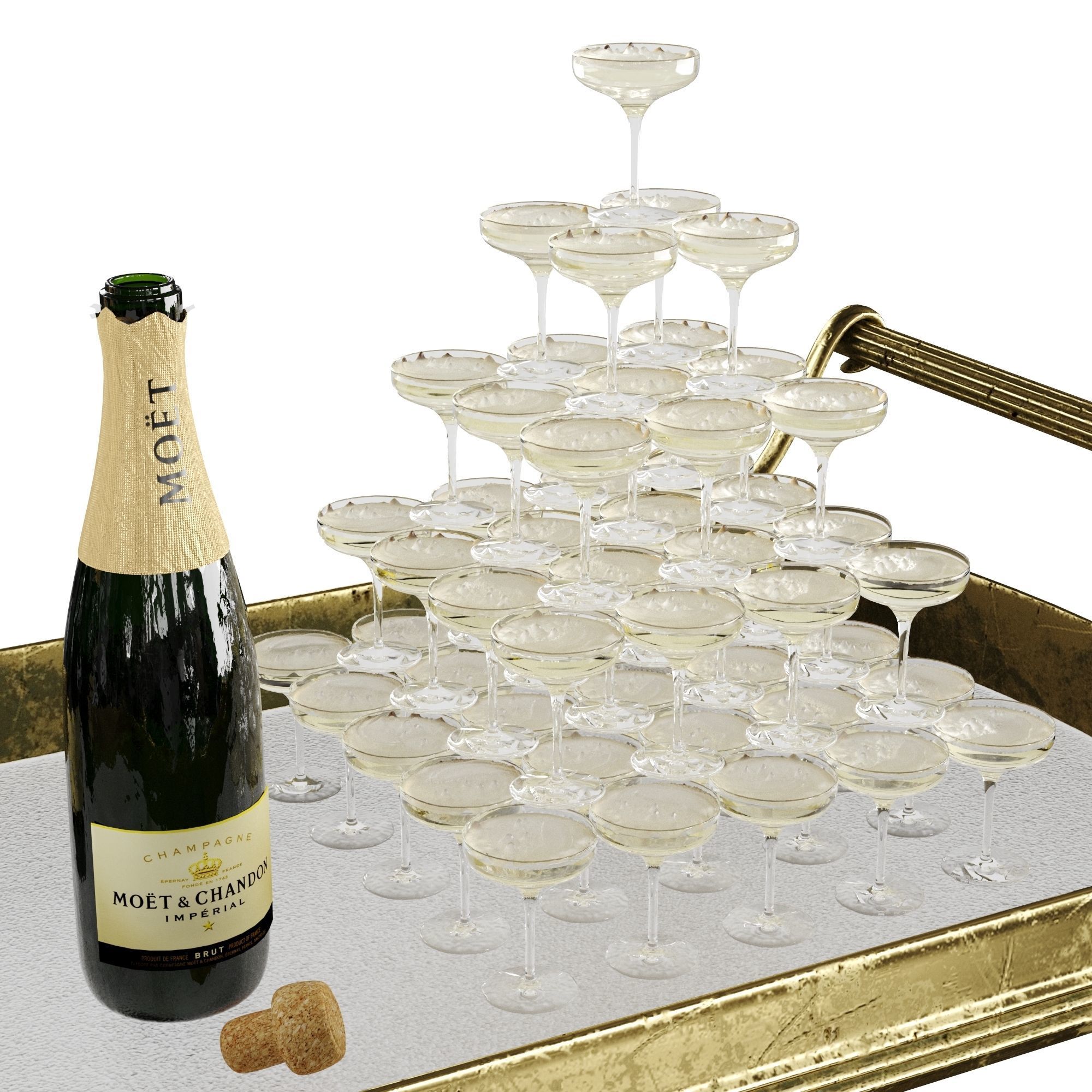 bar cart champagne 3D model_21