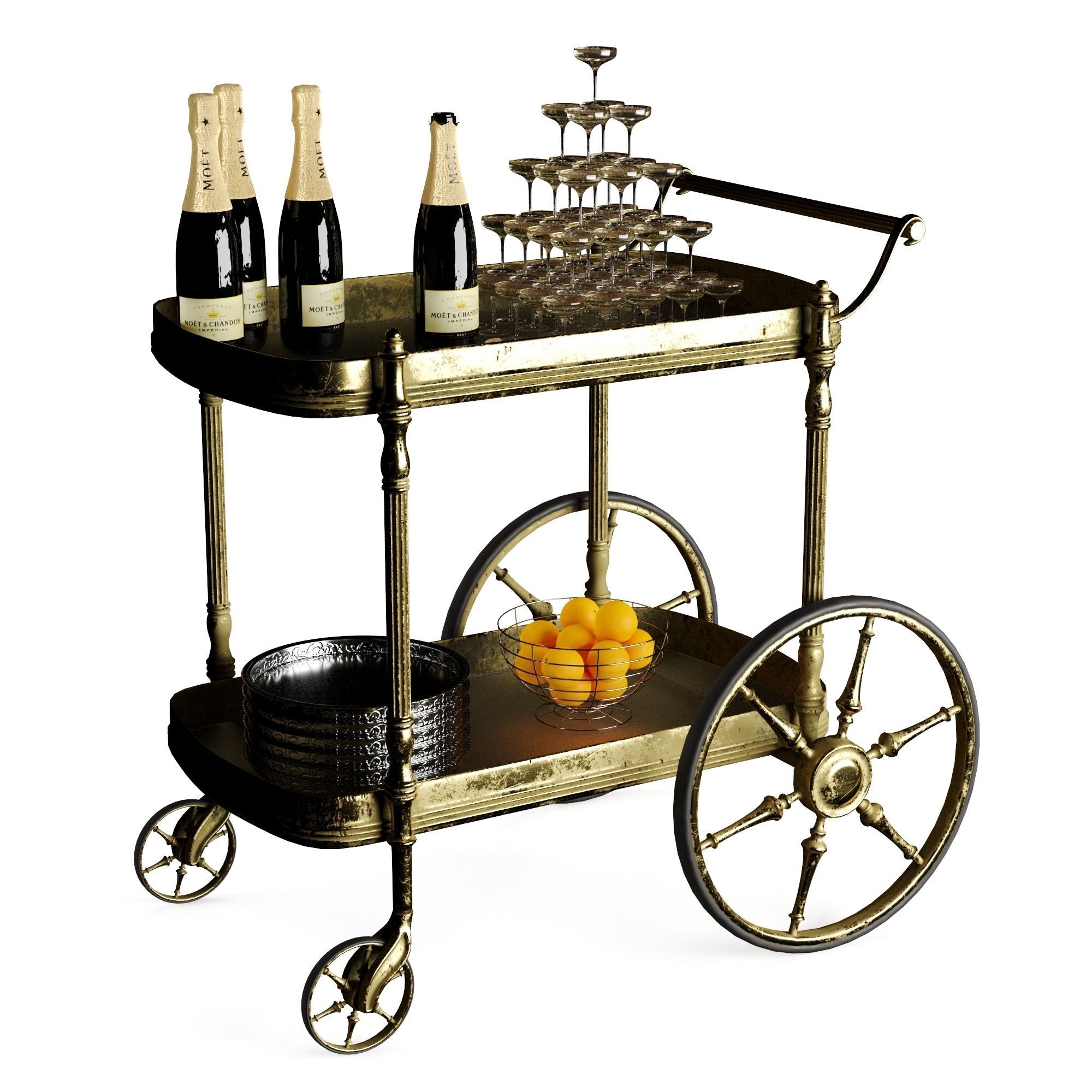 bar cart champagne 3D model_31