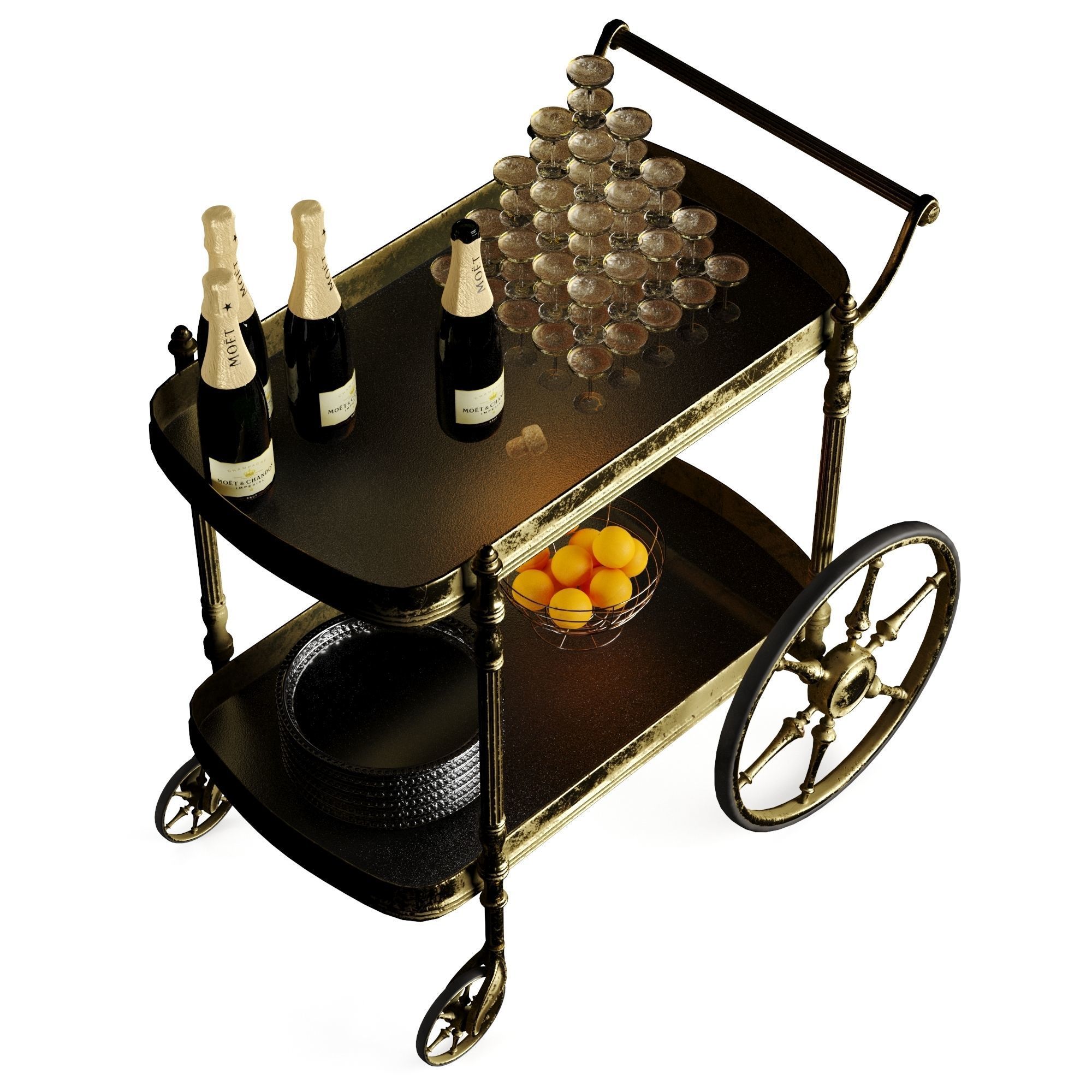 bar cart champagne 3D model_33