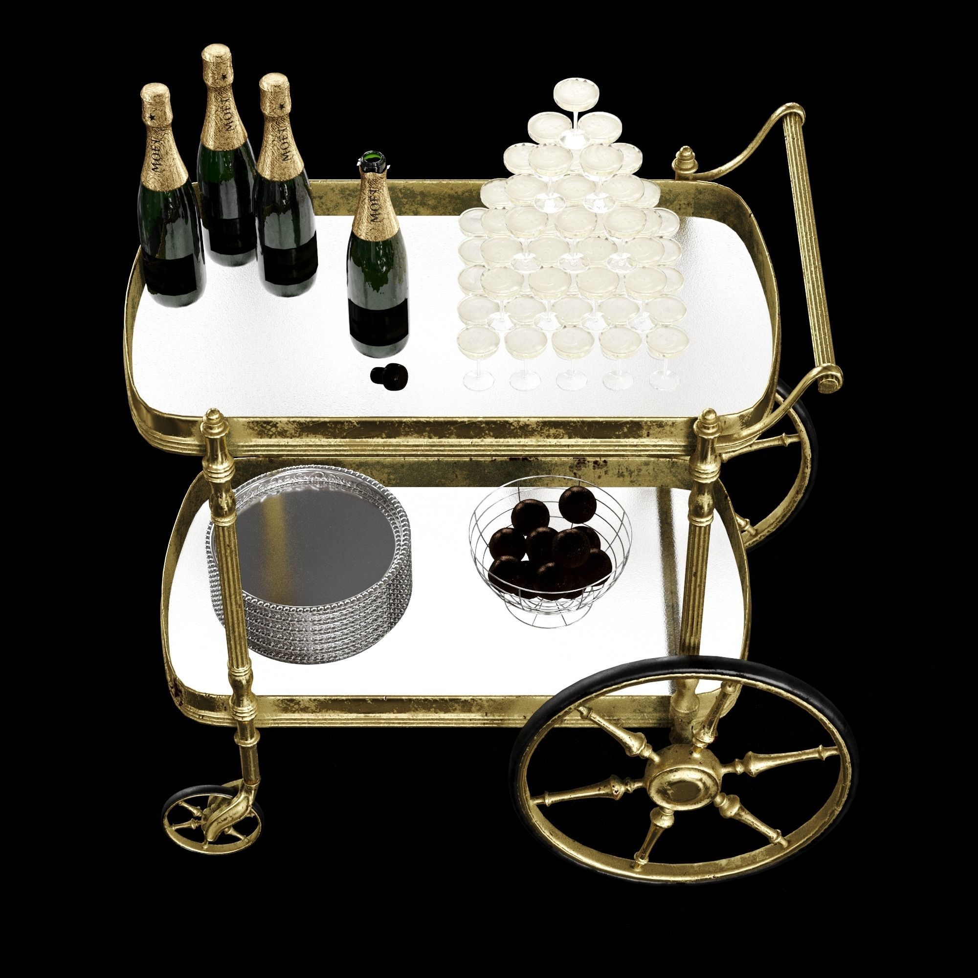 bar cart champagne 3D model_17