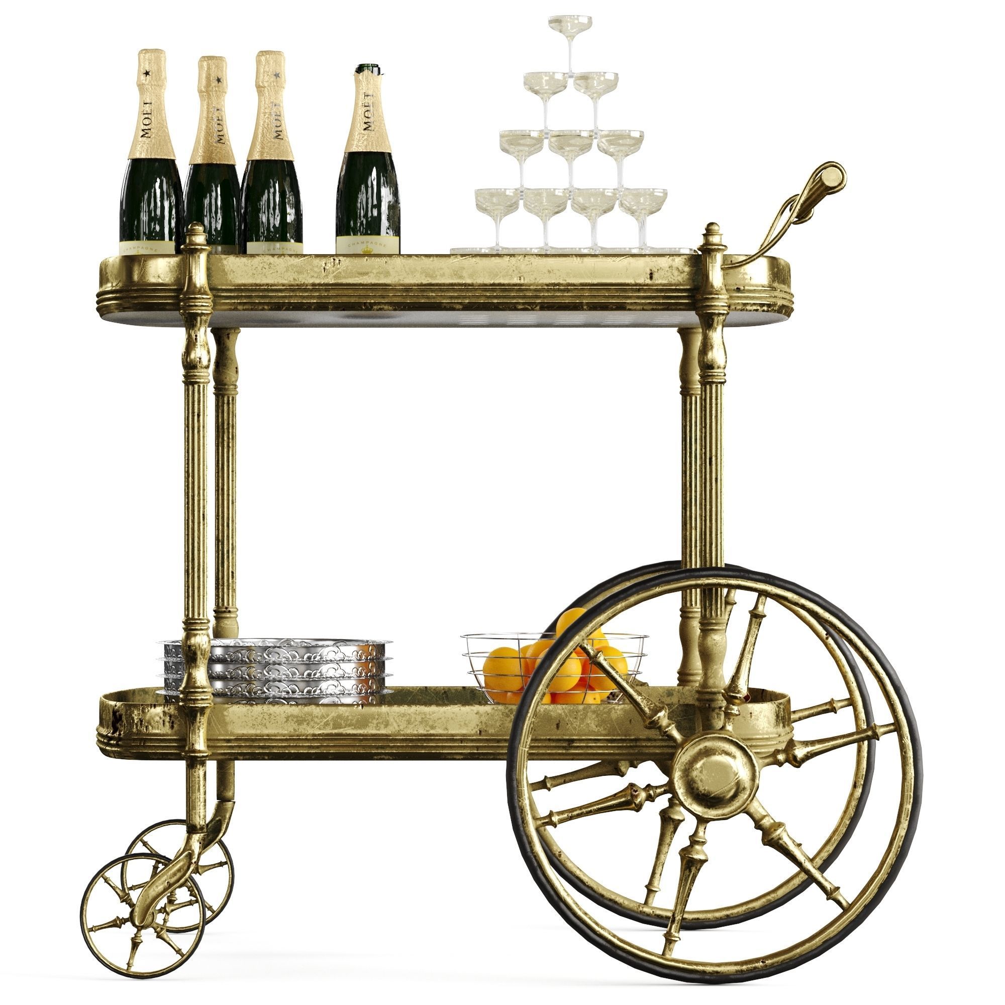 bar cart champagne 3D model_20