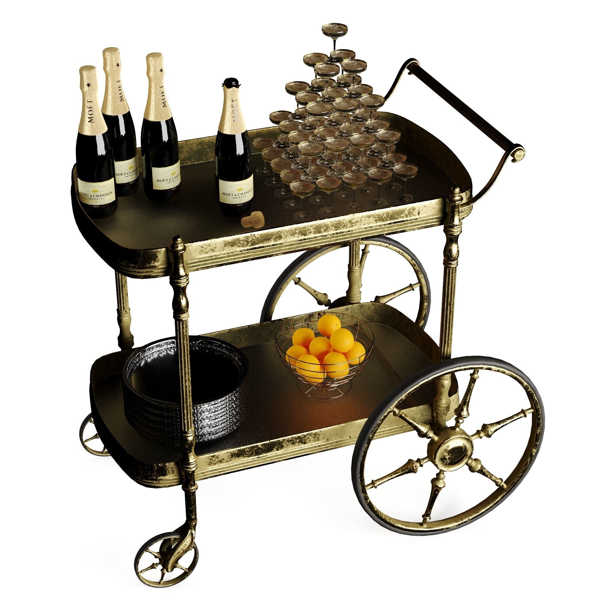 bar cart champagne 3D model_23