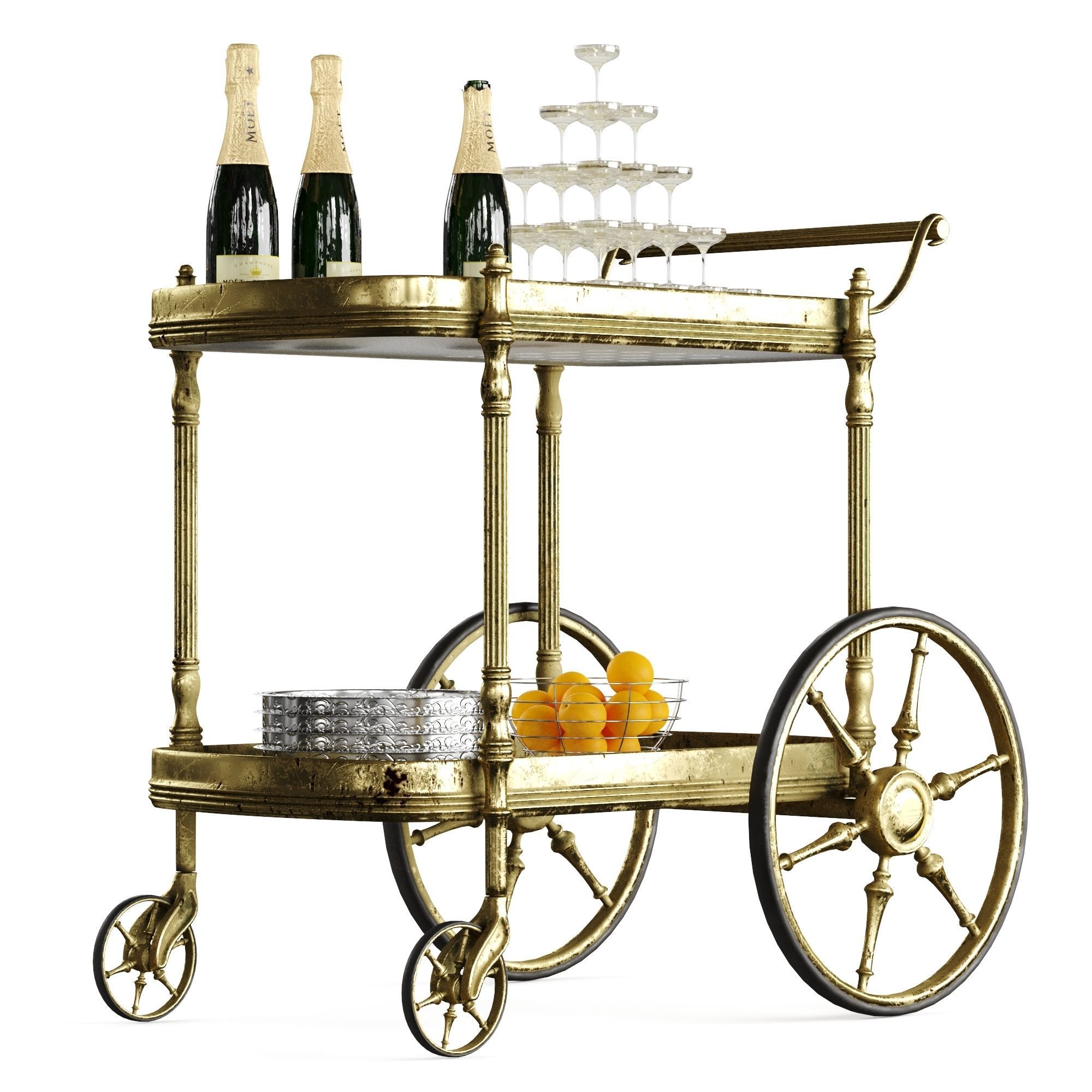 bar cart champagne 3D model_3