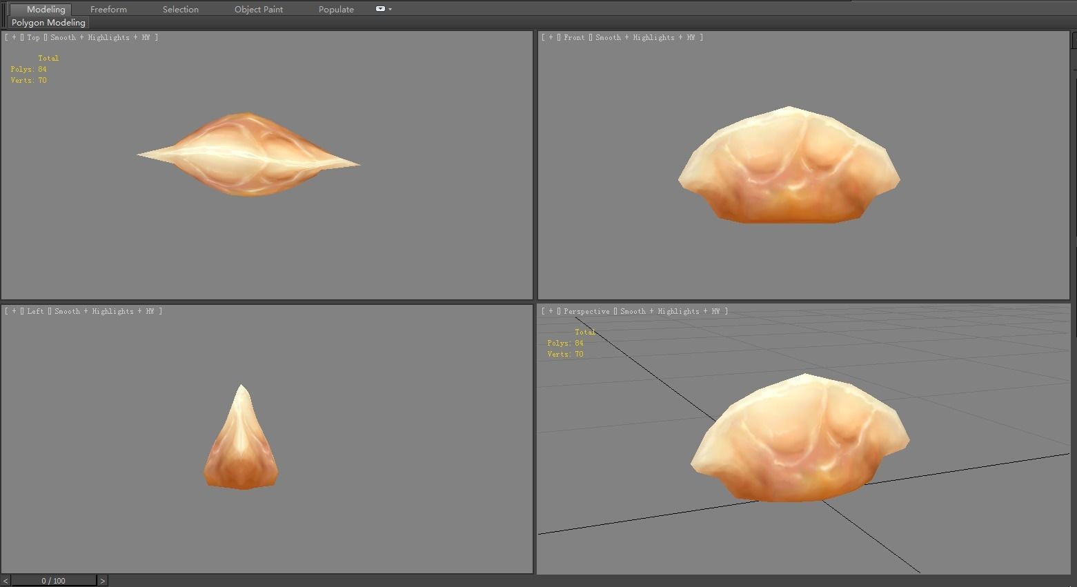 Cartoon dumpling  wonton Low-poly 3D model_2