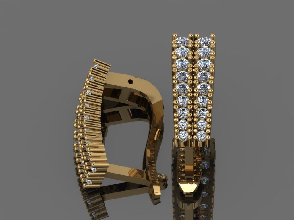 GC GOLD E069 - Diamond Earring  3D print model_8