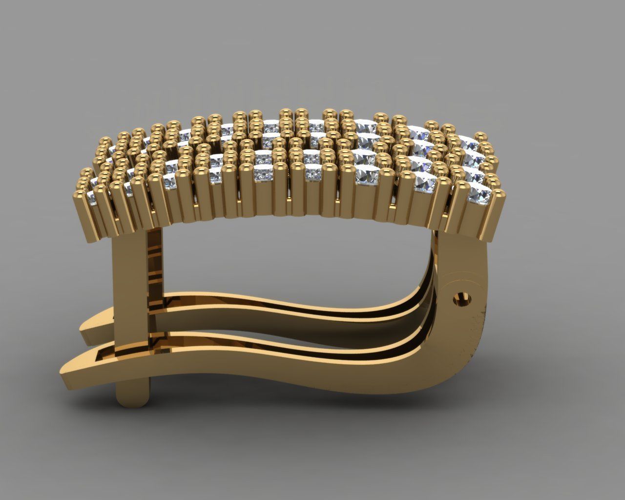 GC GOLD E069 - Diamond Earring  3D print model_2