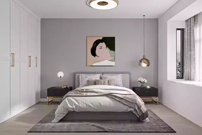 Modern light luxury bedroom 3D model