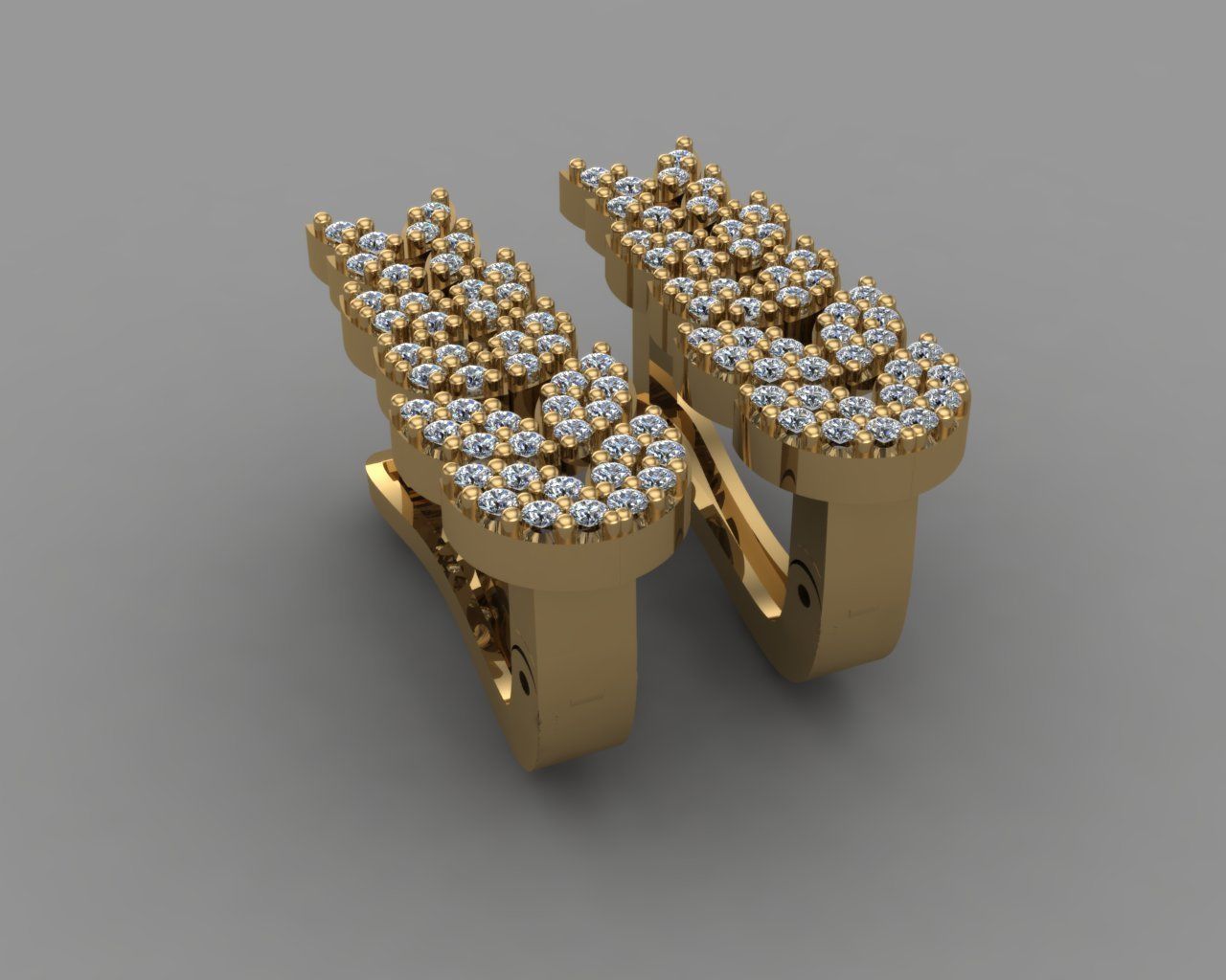 GC GOLD E074 - Diamond Earring  3D print model_3