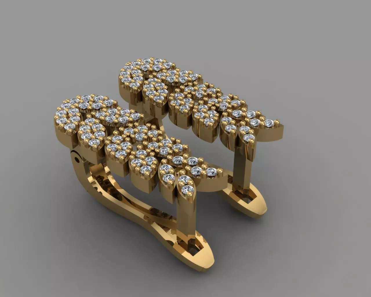 GC GOLD E074 - Diamond Earring  3D print model_0
