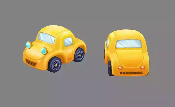 Cartoon yellow toy car
