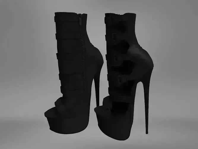 Leather Boots 3D Black 3 Low-poly 3D model