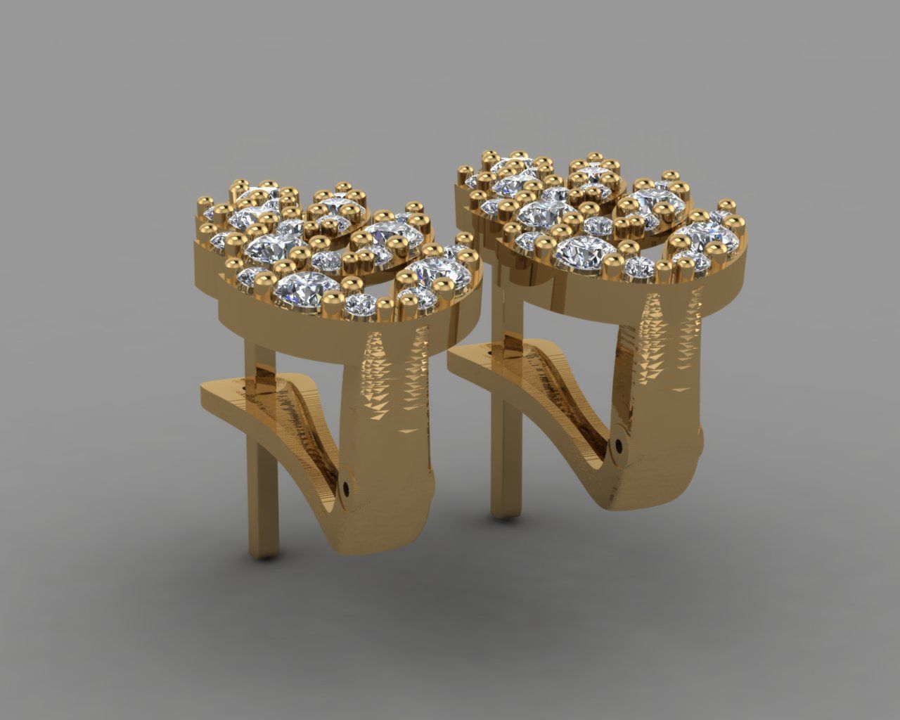 GC GOLD E079 - Diamond Earring 3D print model_3