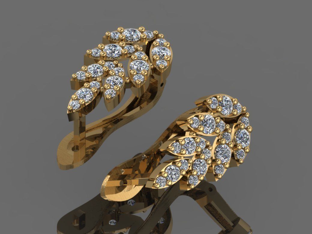 GC GOLD E079 - Diamond Earring 3D print model_7