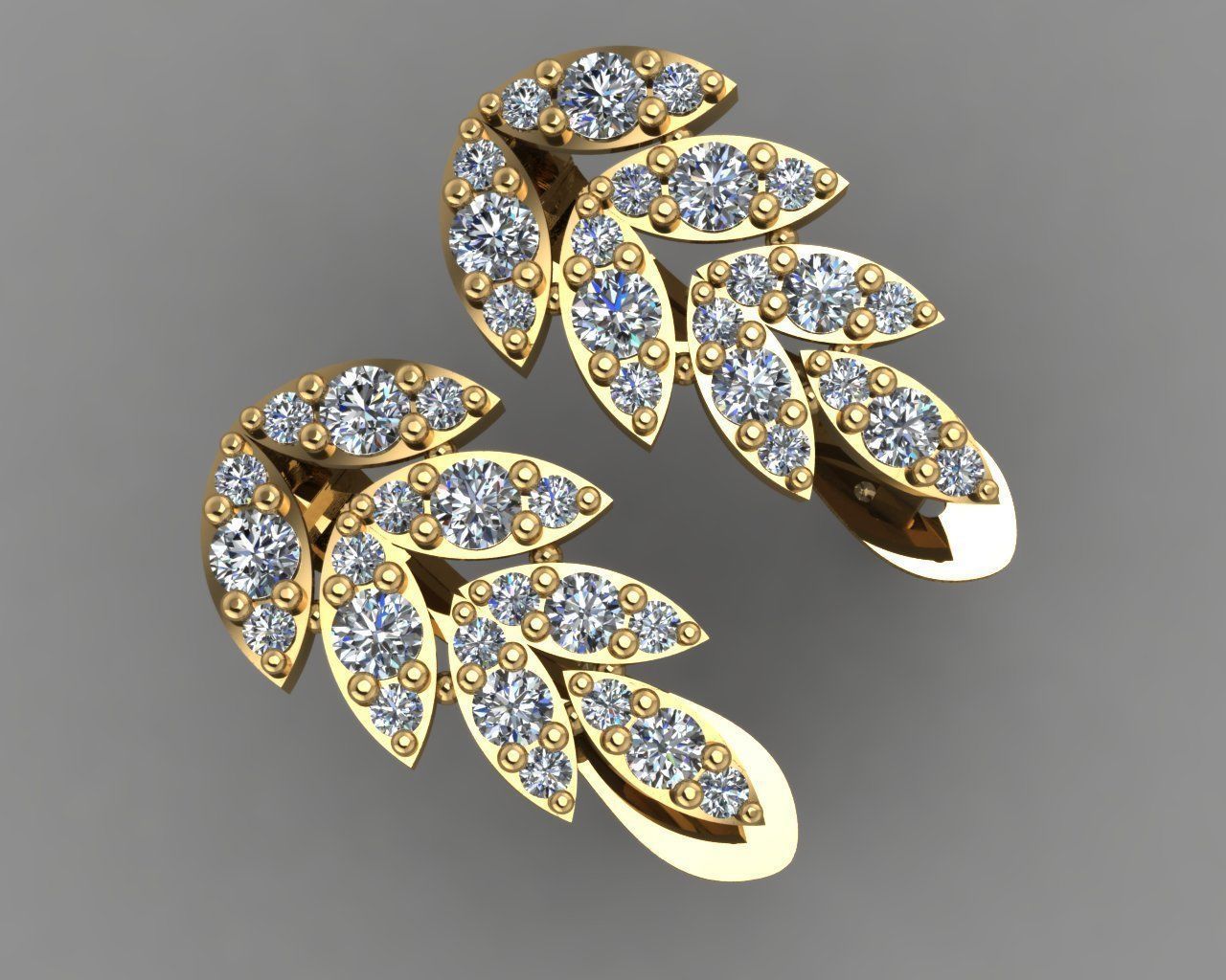 GC GOLD E079 - Diamond Earring 3D print model_4