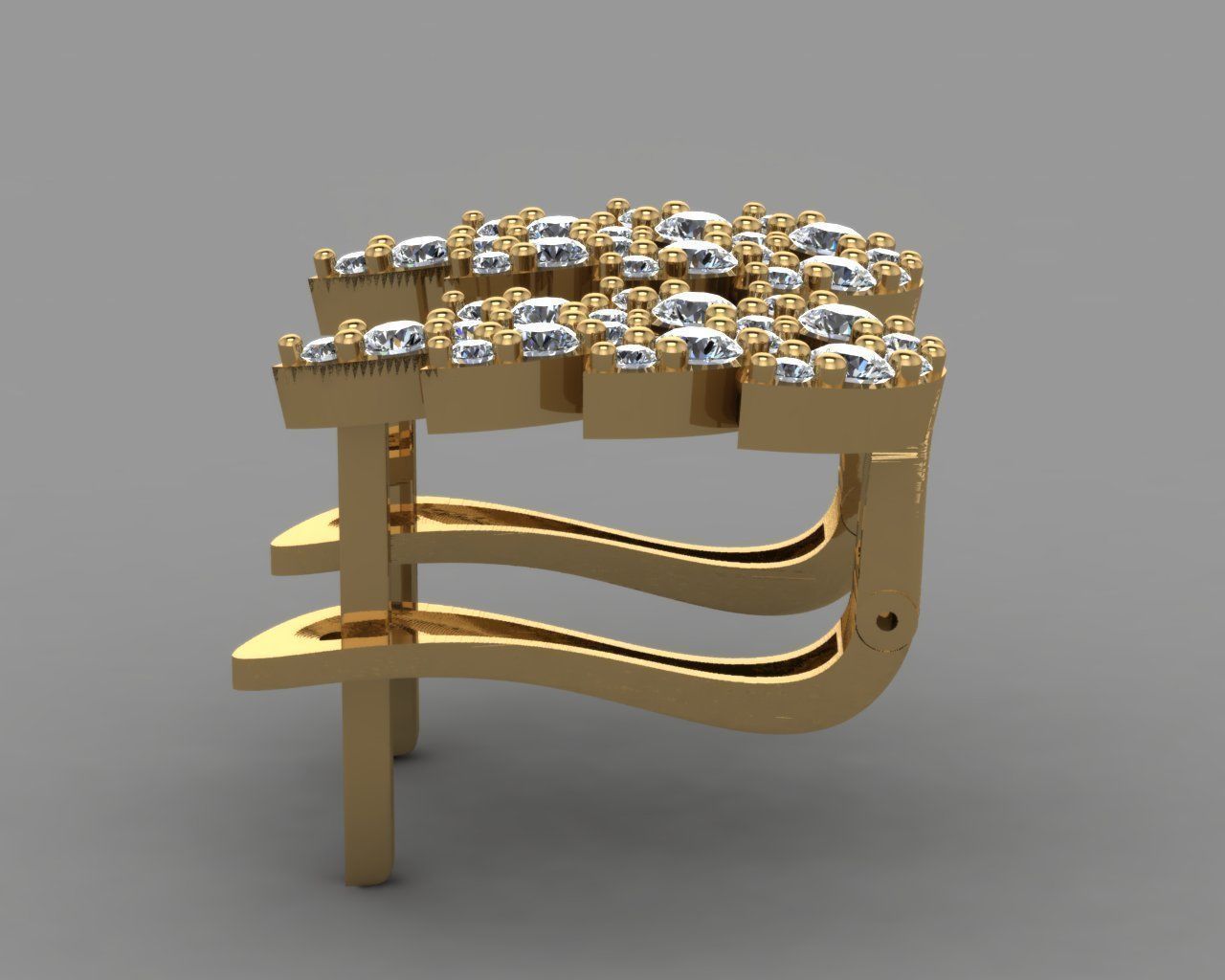 GC GOLD E079 - Diamond Earring 3D print model_2