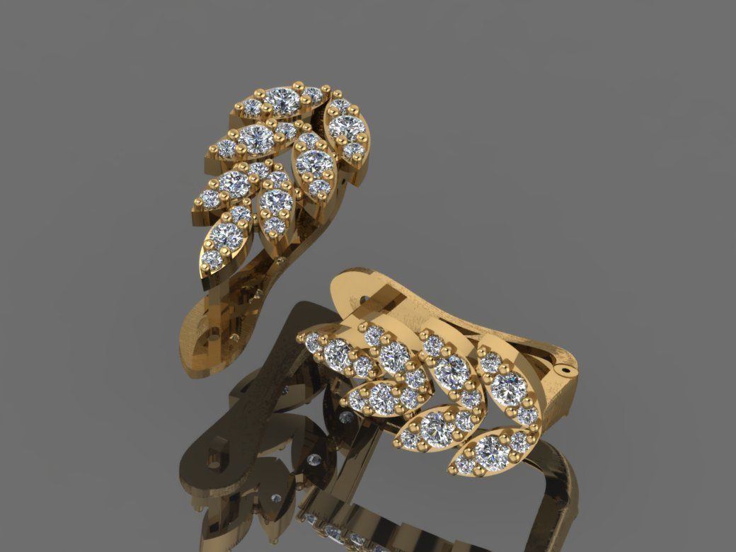 GC GOLD E079 - Diamond Earring 3D print model_6