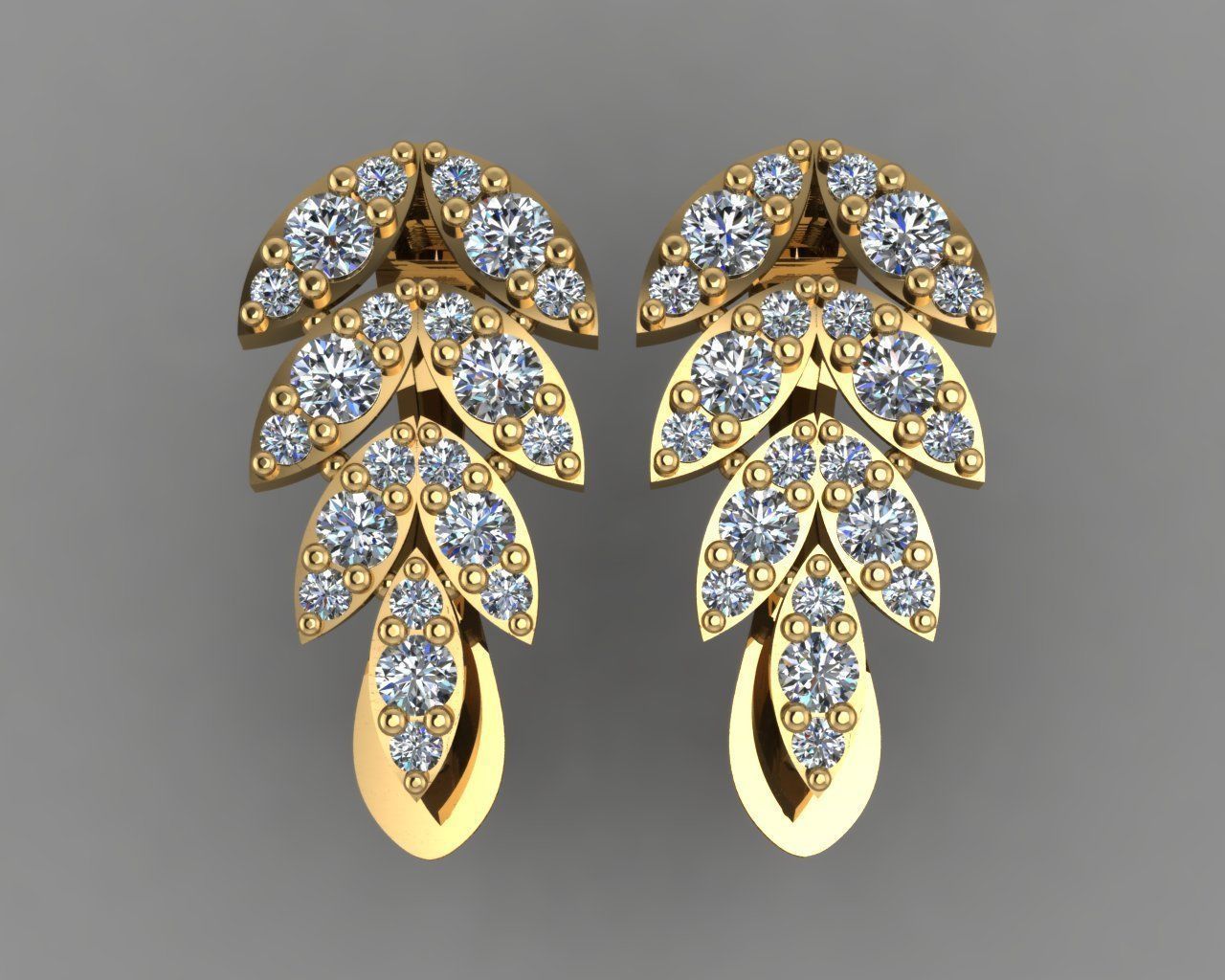 GC GOLD E079 - Diamond Earring 3D print model_1