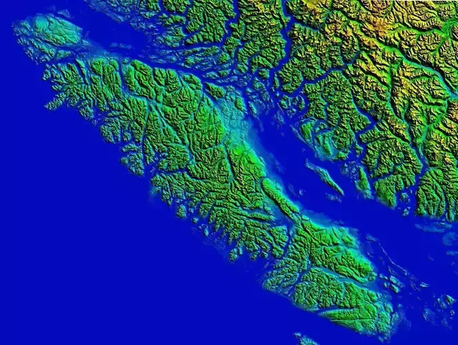 Digital terrain elevation model of Vancouver Island 3D model