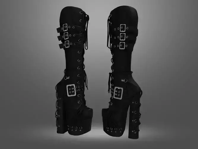Leather Boots 3D Black 4 Low-poly 3D model