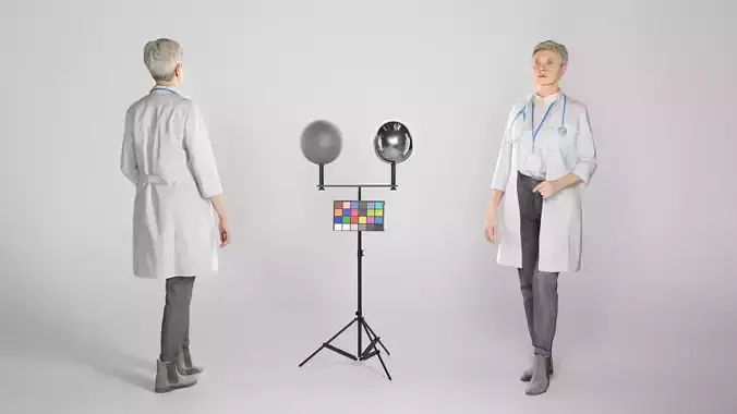 Female doctor in medical gown walking 248 Low-poly 3D model