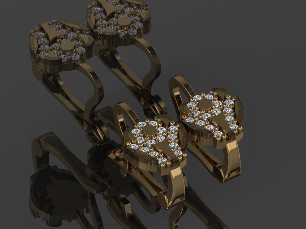GC GOLD E096 - Diamond Earring  3D print model_1