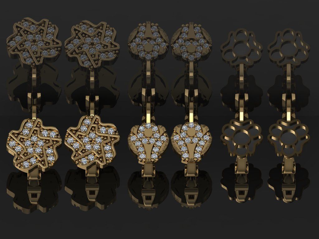 GC GOLD E096 - Diamond Earring  3D print model_5
