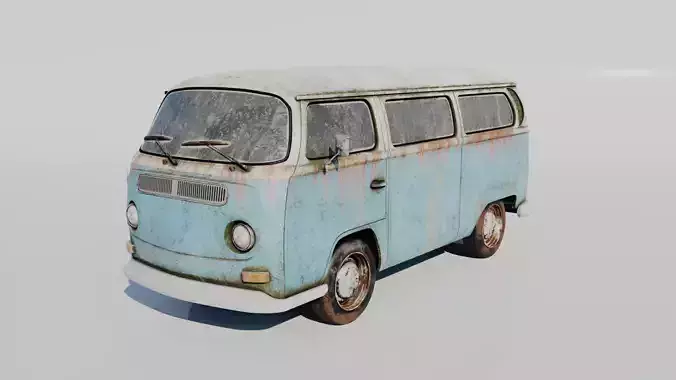 Old rusty Volkswagen Type 2 1978 3D model