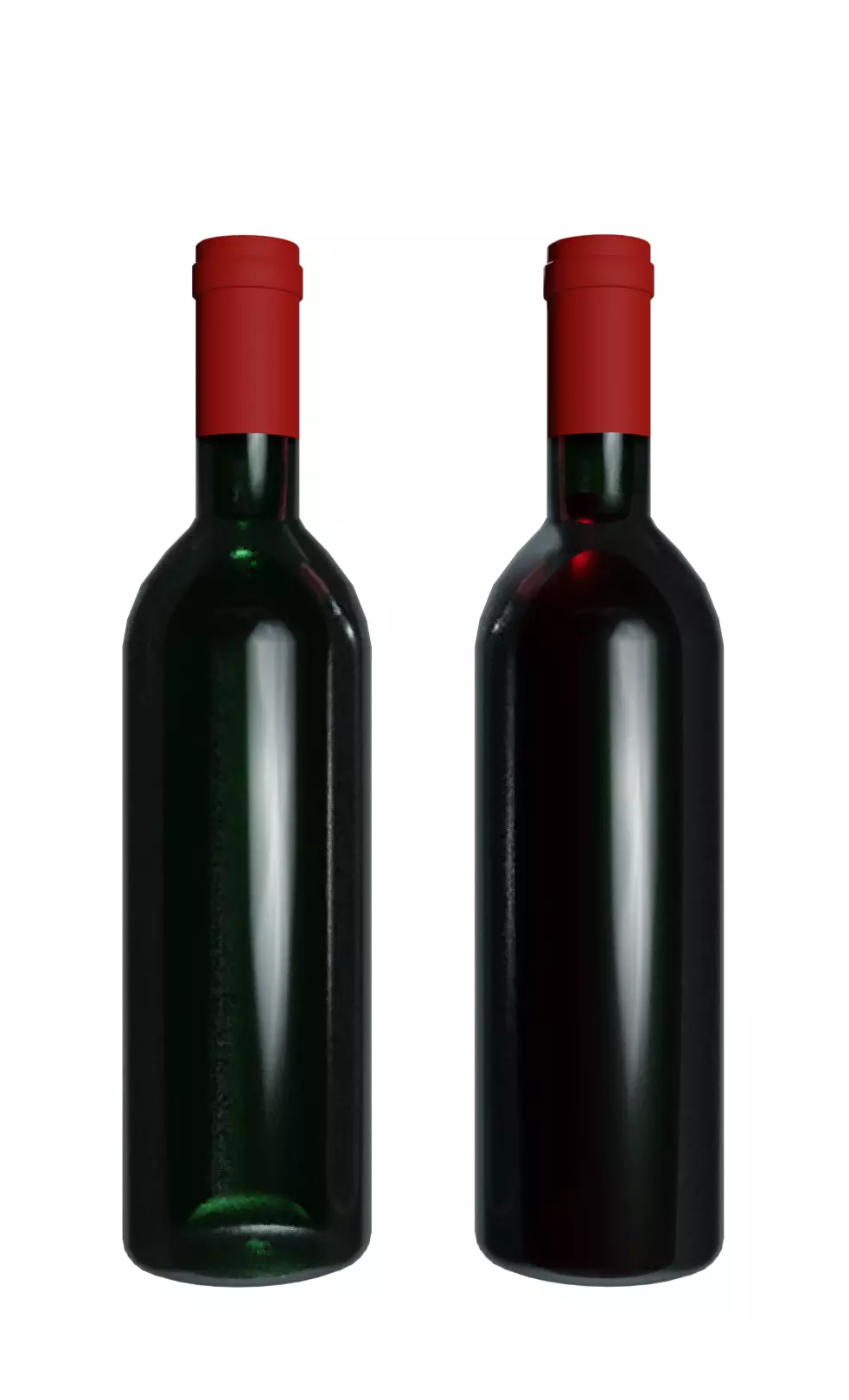 Red Wine Bottle Filled and Empty Low-poly 3D model
