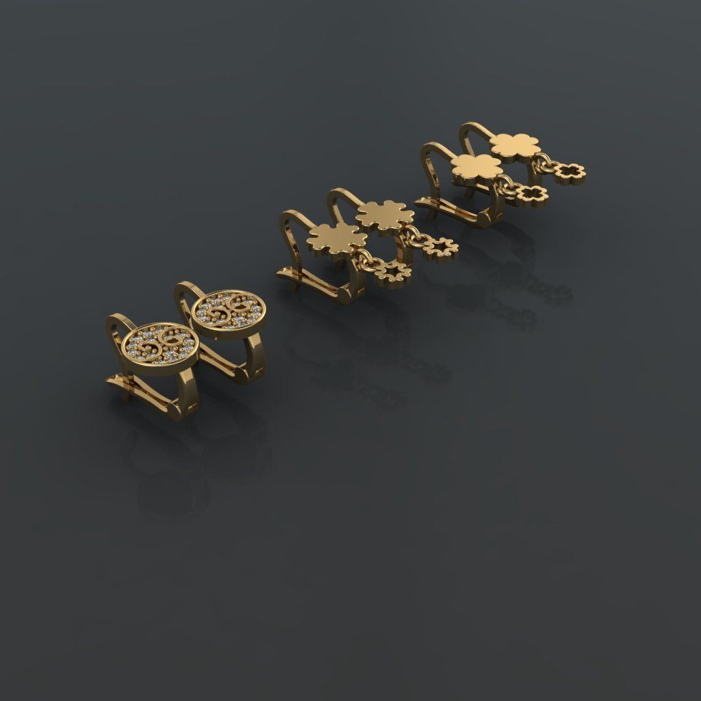 GC GOLD E098 - Diamond Earring  3D print model_3