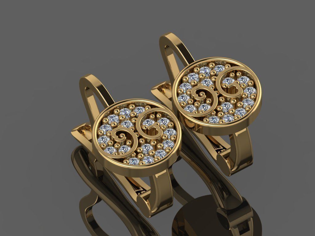 GC GOLD E098 - Diamond Earring  3D print model_6