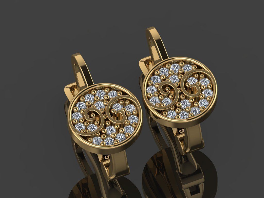 GC GOLD E098 - Diamond Earring  3D print model_7