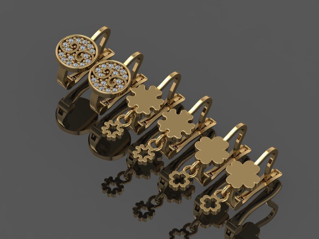 GC GOLD E098 - Diamond Earring  3D print model_1