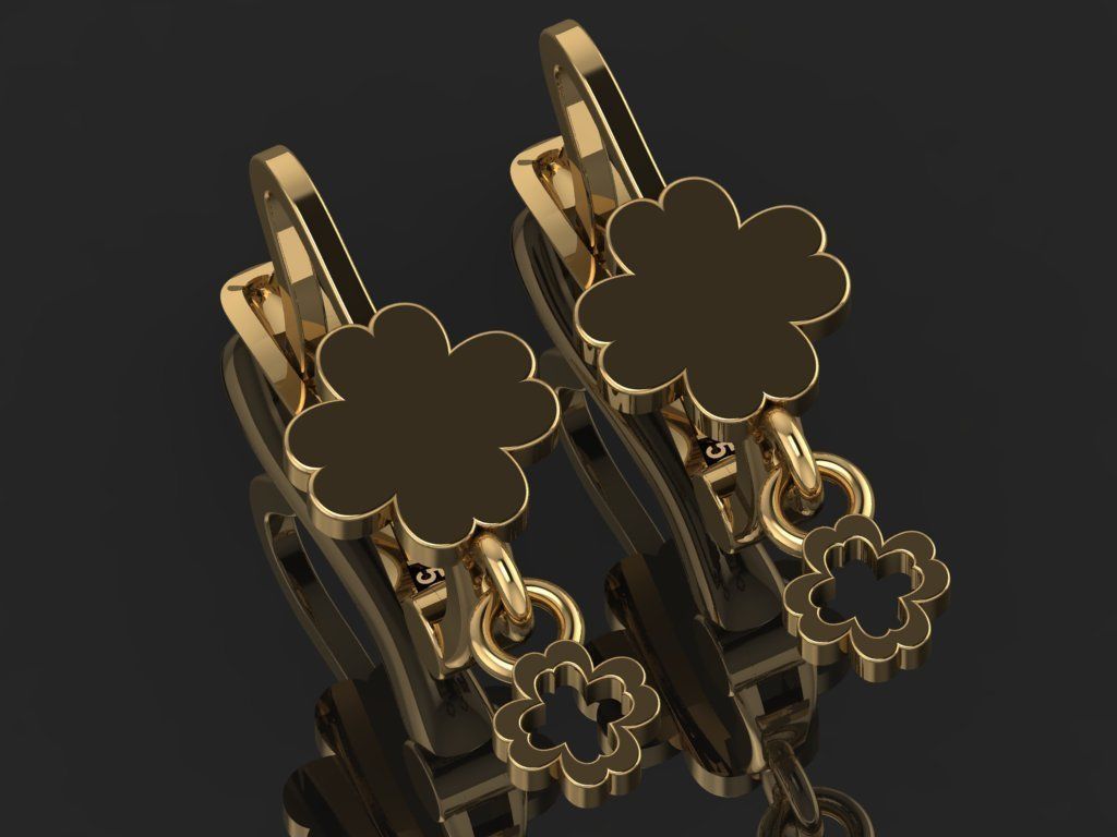 GC GOLD E098 - Diamond Earring  3D print model_4