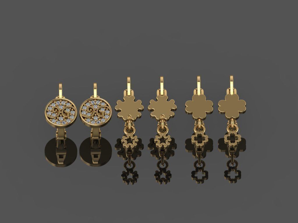 GC GOLD E098 - Diamond Earring  3D print model_2