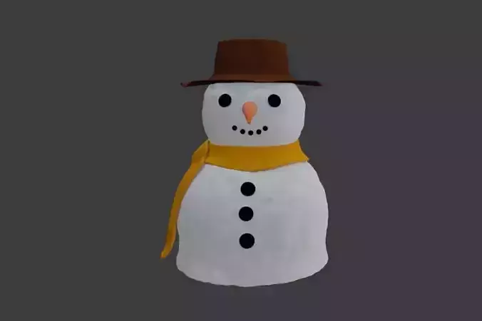 Snowman wearing hat and scarf