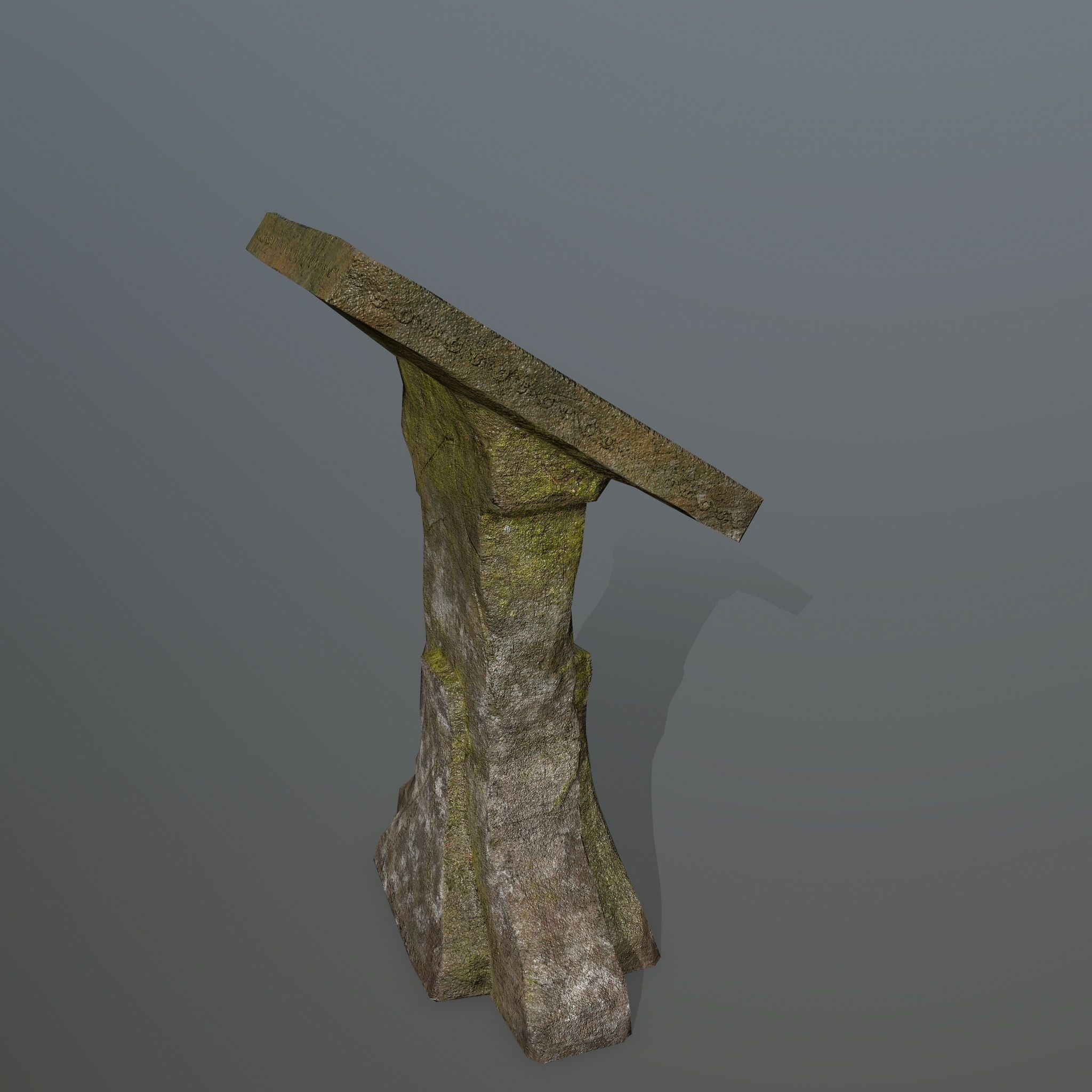 lectern old stone bench Low-poly 3D model_2