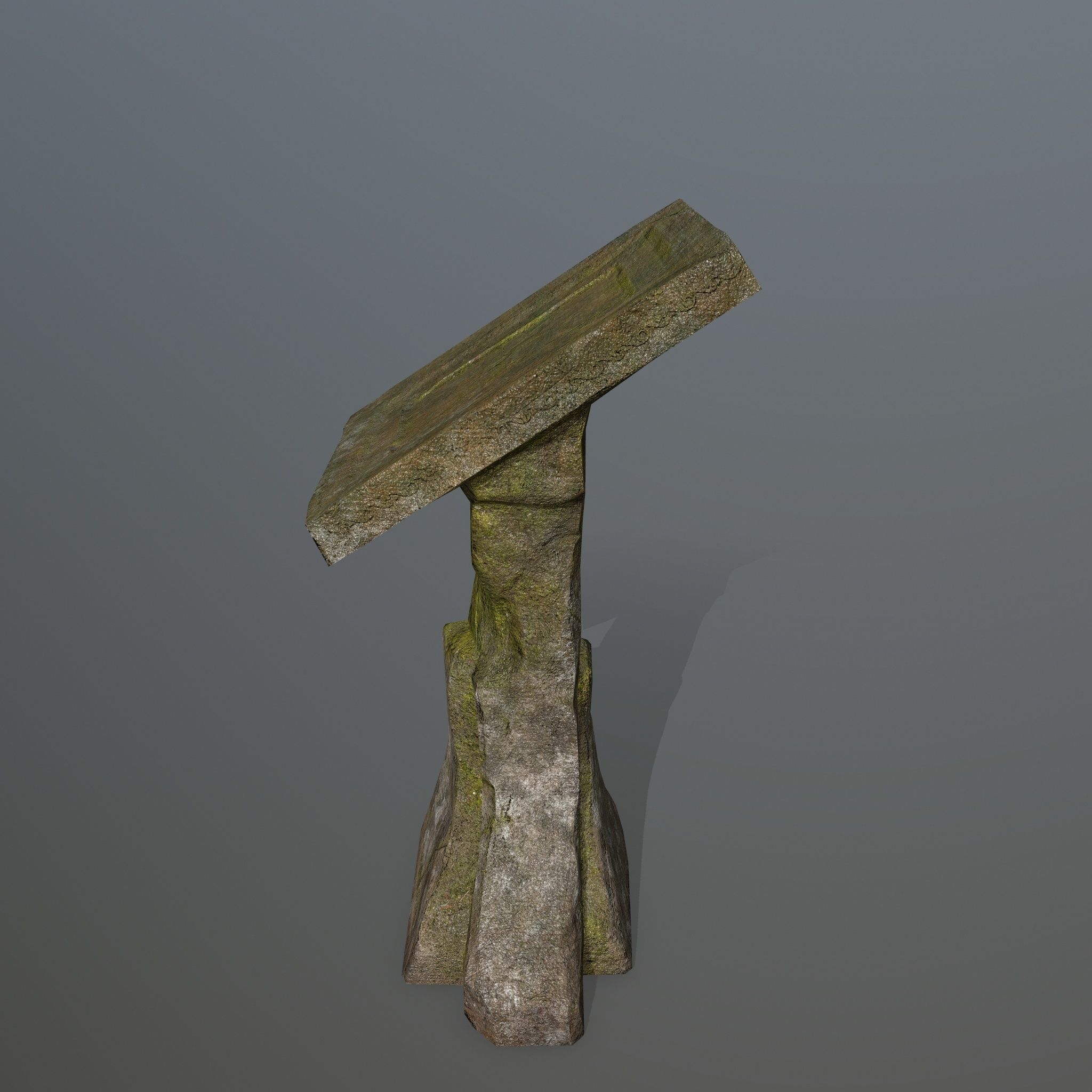 lectern old stone bench Low-poly 3D model_5