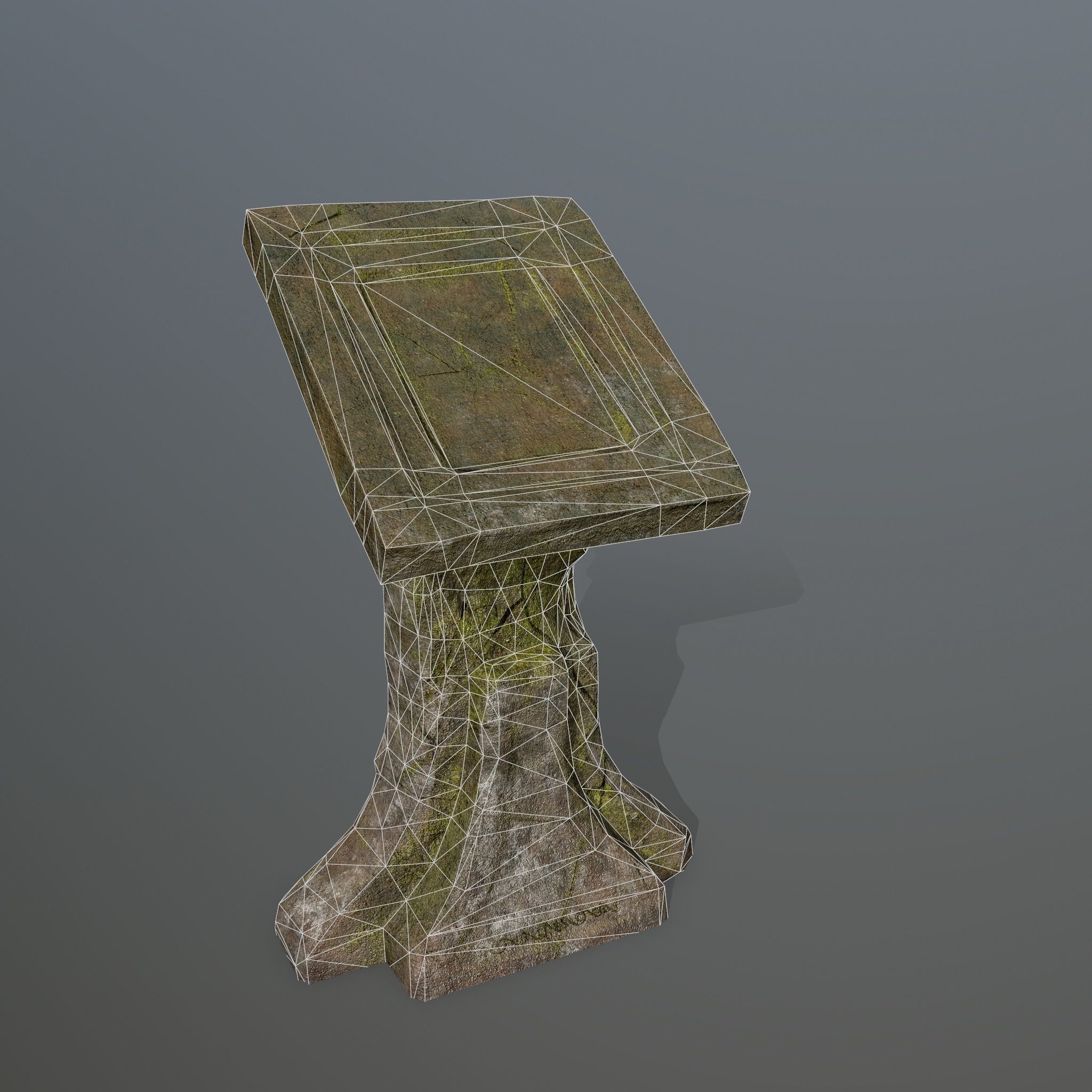 lectern old stone bench Low-poly 3D model_8
