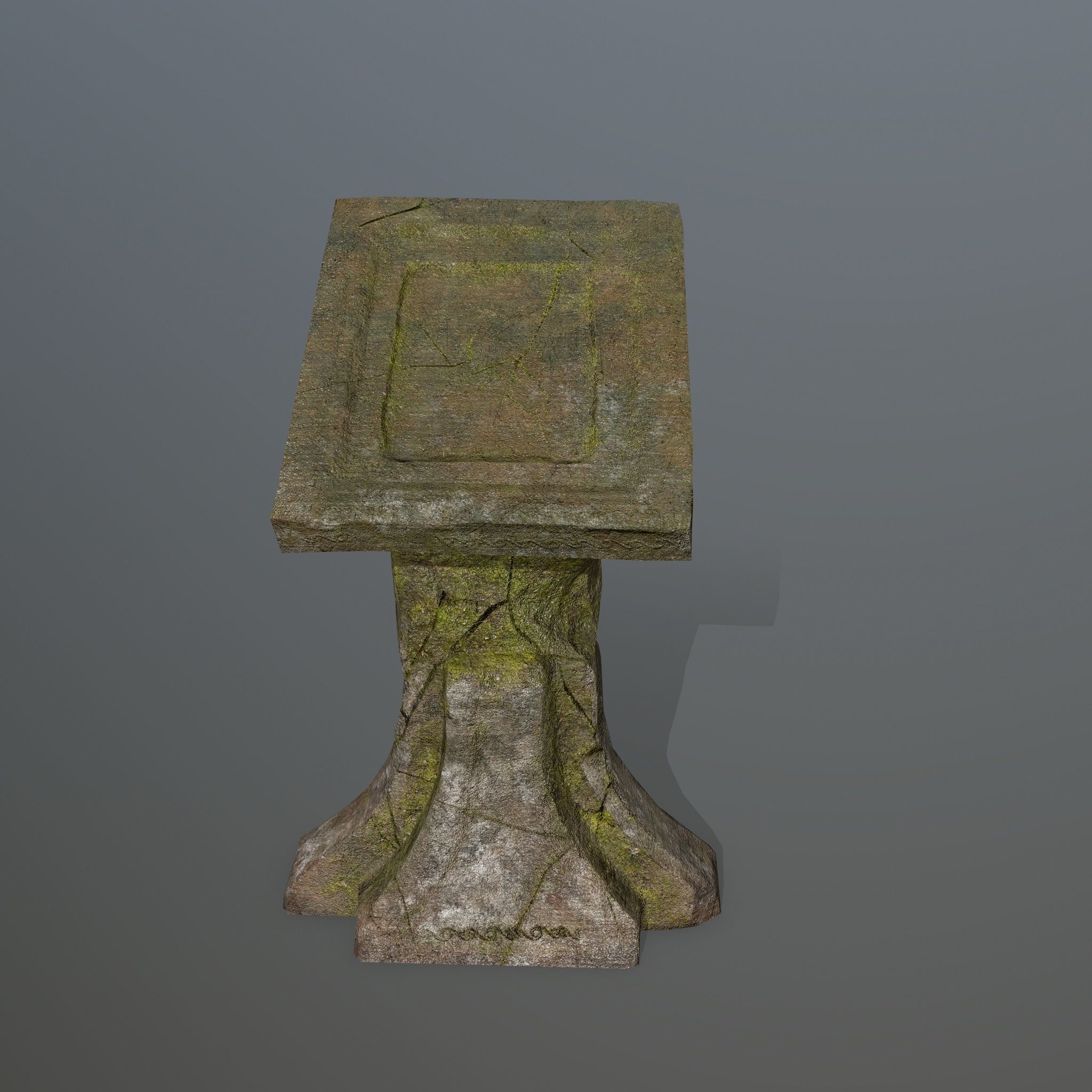 lectern old stone bench Low-poly 3D model_7