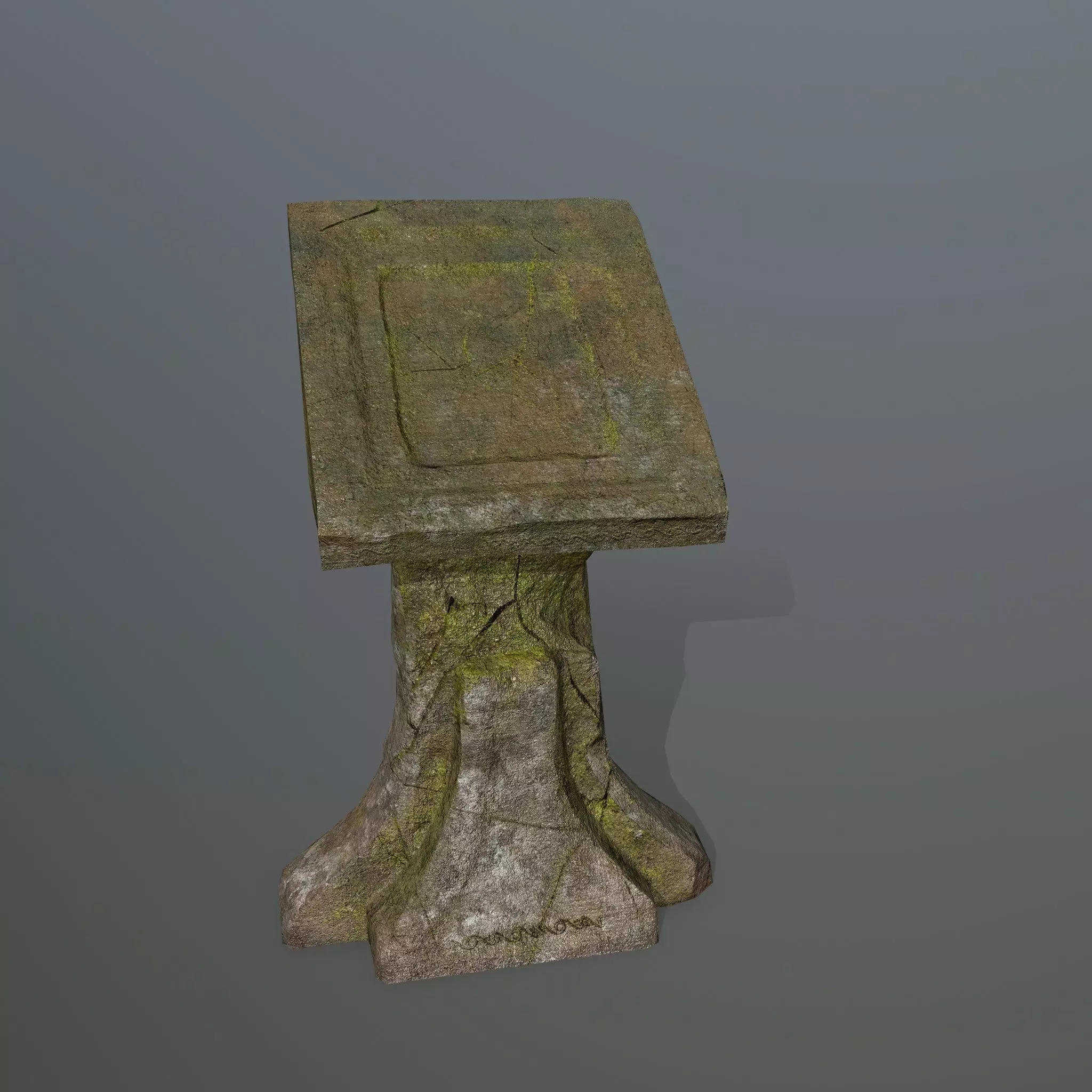 lectern old stone bench Low-poly 3D model_0