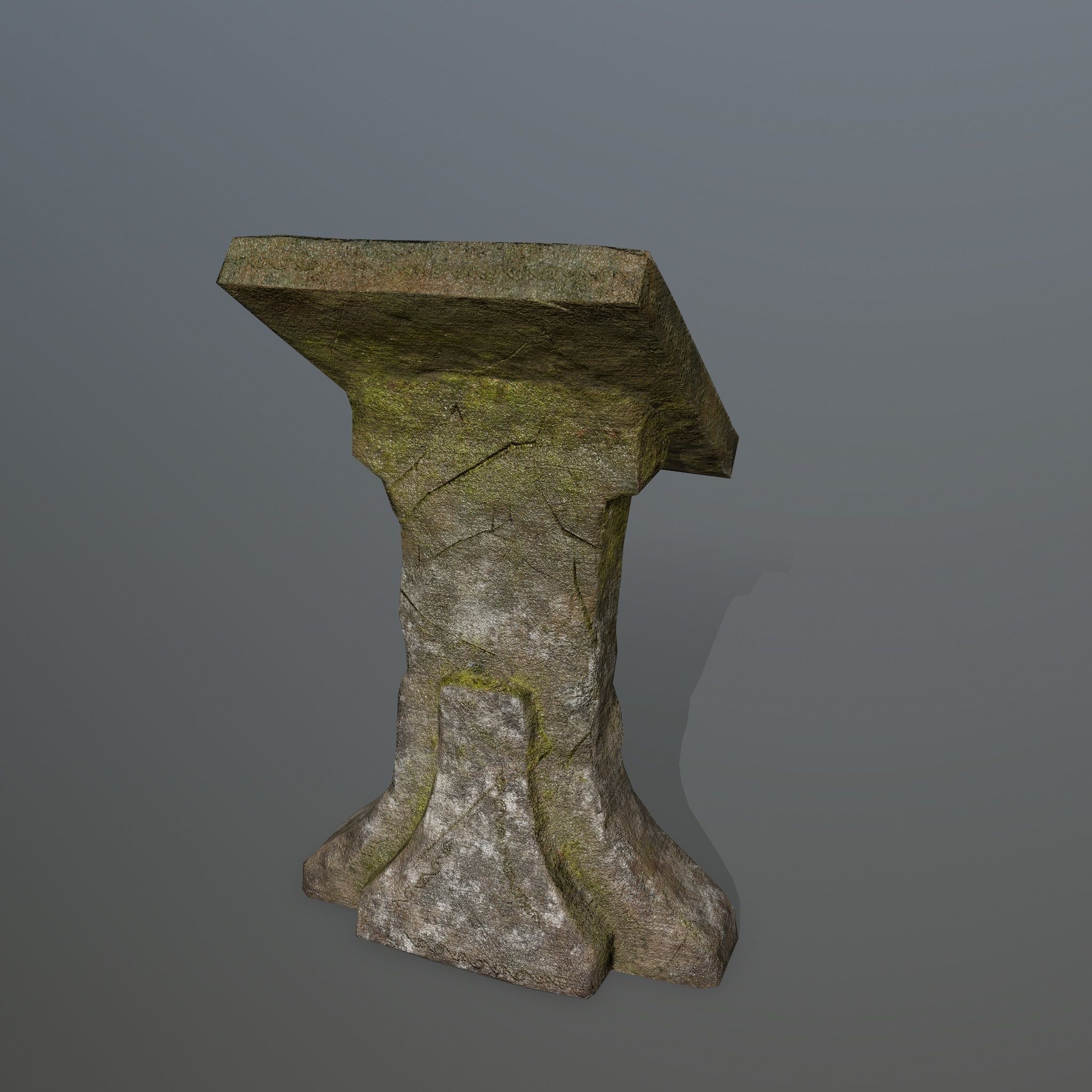 lectern old stone bench Low-poly 3D model_3