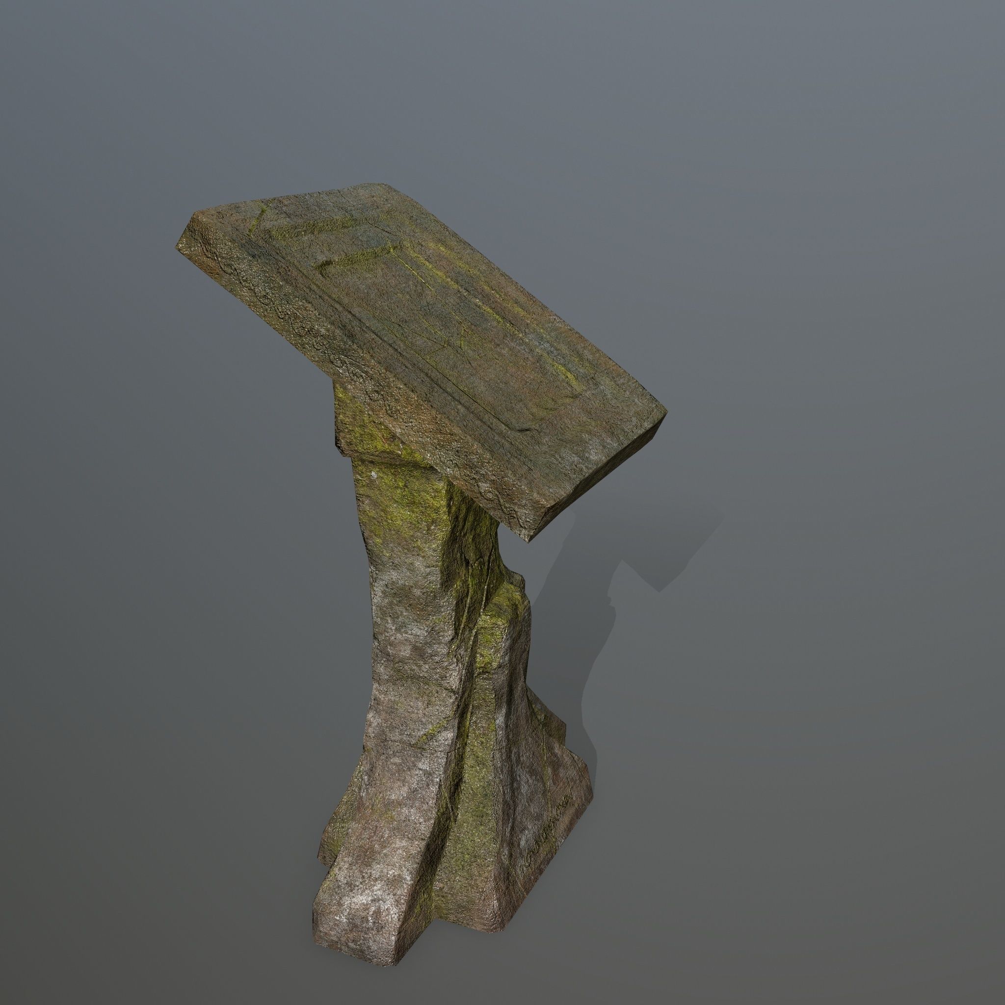 lectern old stone bench Low-poly 3D model_1
