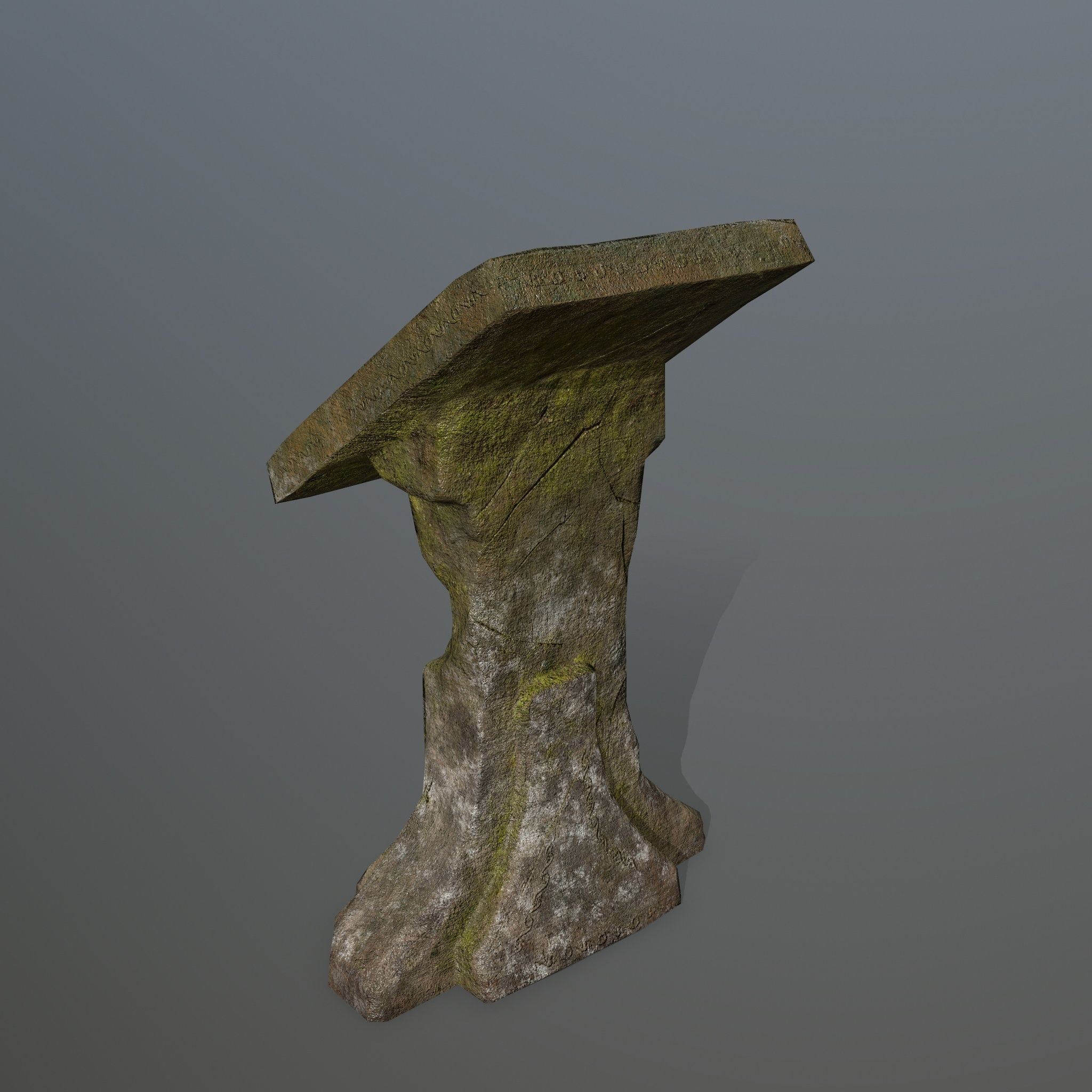 lectern old stone bench Low-poly 3D model_4