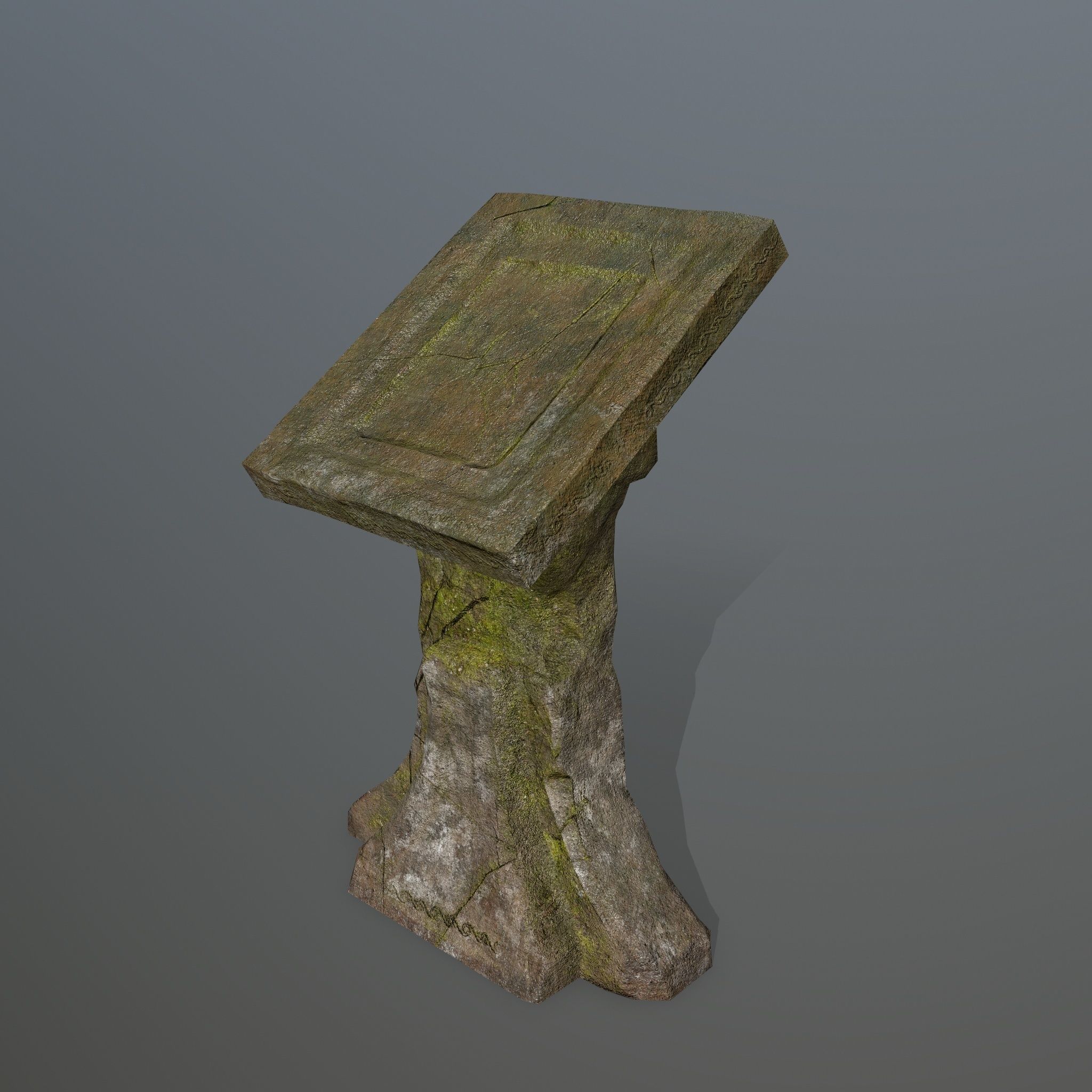 lectern old stone bench Low-poly 3D model_6