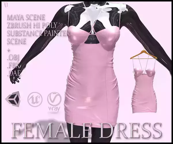 Female Dress Low-poly 3D model