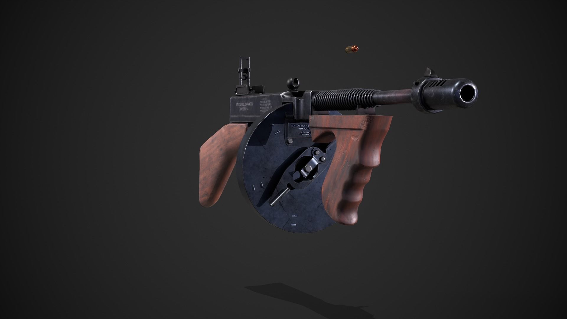 Thompson 1928 with Guitar Case - Tommy Gun - PBR Low-poly 3D model_18